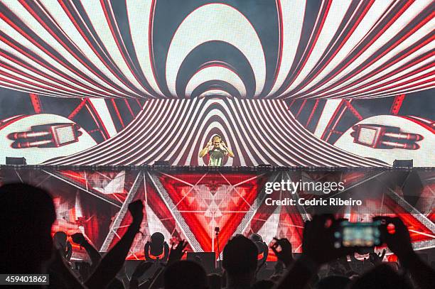 Armin Van Buuren performs at a concert during the Abu Dhabi Formula One Grand Prix on November 21, 2014 in Abu Dhabi, United Arab Emirates.