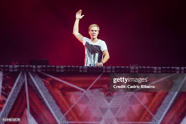 Armin Van Buuren performs at a concert during the Abu Dhabi Formula One Grand Prix on November 21, 2014 in Abu Dhabi, United Arab Emirates.