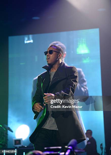 Recording artist Jeremih performs onstage during "The UR Experience" tour at Staples Center on November 21, 2014 in Los Angeles, California.