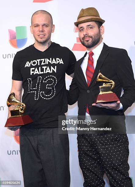 Calle 13 in the press room at the 15th Latin Grammy Awards on November 20, 2014 in Las Vegas, Nevada.