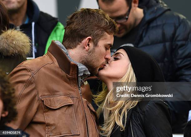 Christoph Kramer and his girlfriend Celina attend the Bundesliga match between Borussia Moenchengladbach and Eintracht Frankfurt at Borussia Park...