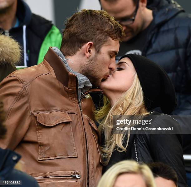 Christoph Kramer and his girlfriend Celina attend the Bundesliga match between Borussia Moenchengladbach and Eintracht Frankfurt at Borussia Park...