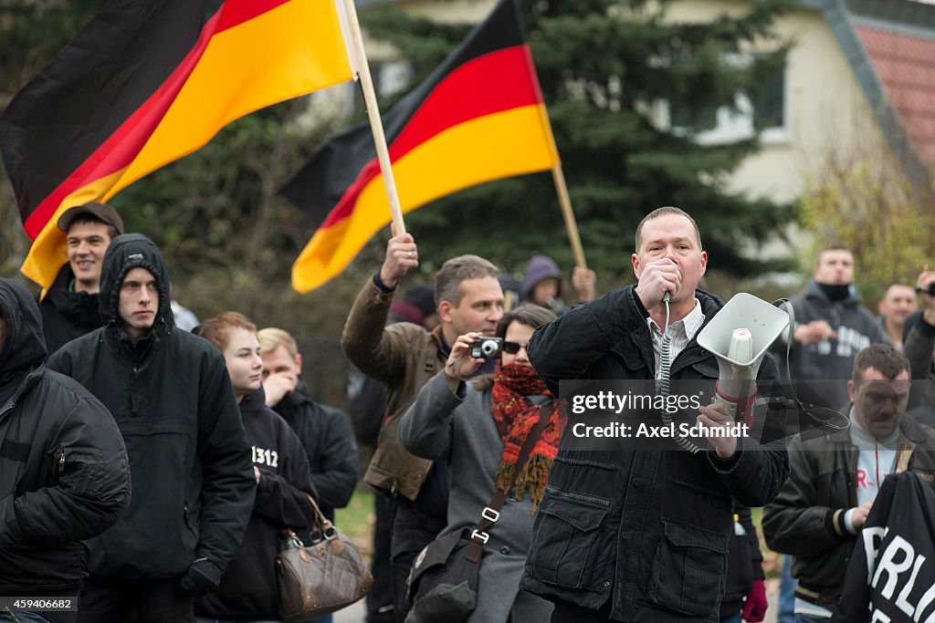 Locals And Right-Wing Supporters Protest Refugee Center Construction