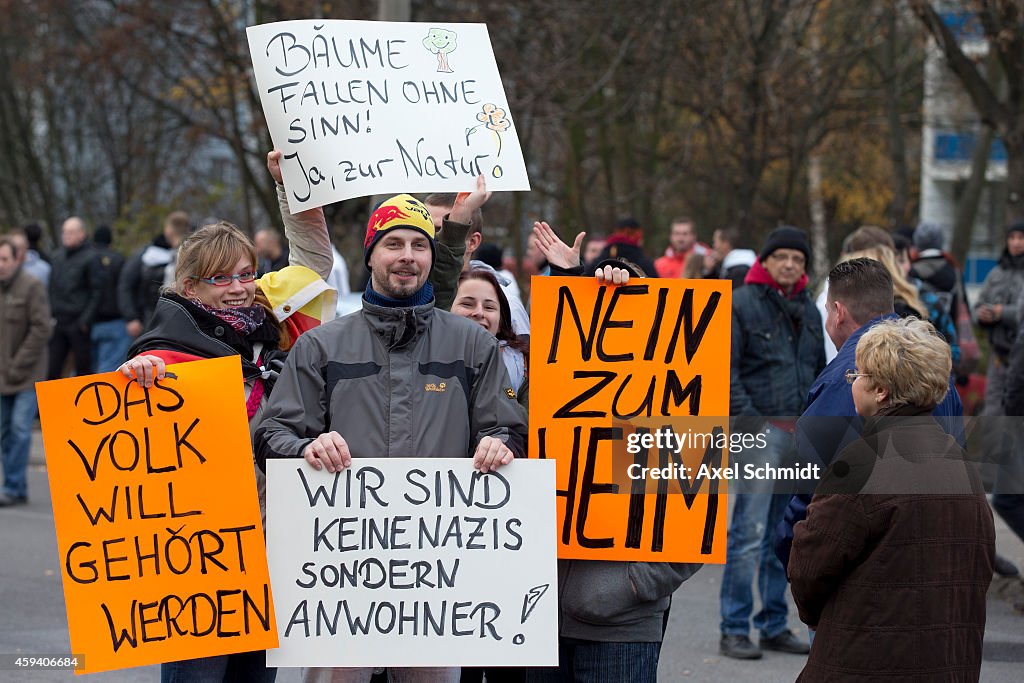 Locals And Right-Wing Supporters Protest Refugee Center Construction