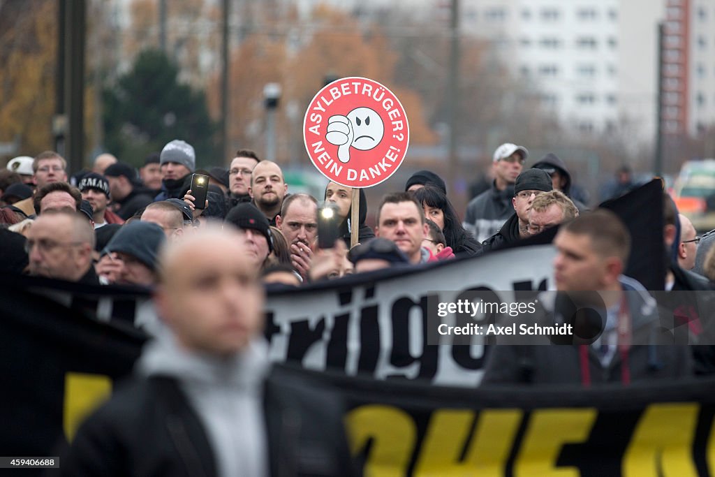 Locals And Right-Wing Supporters Protest Refugee Center Construction