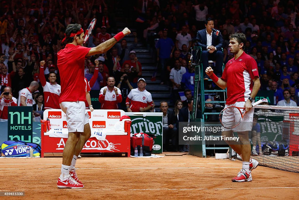 France v Switzerland - Davis Cup World Group Final: Day Two