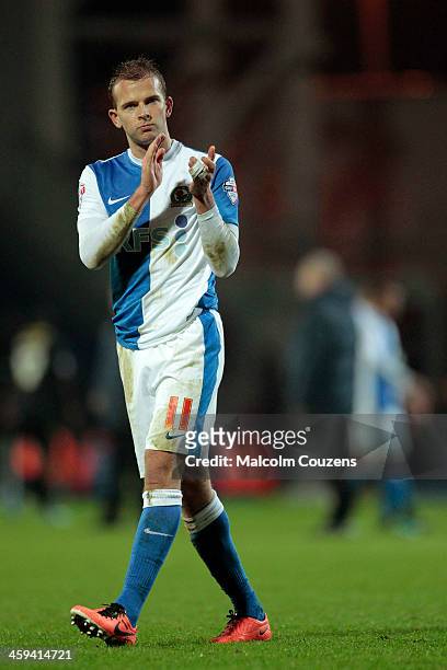 Jordan Rhodes of Blackburn Rovers reacts following the Sky Bet Championship match between Blackburn Rovers and Sheffield Wednesday at Ewood Park on...