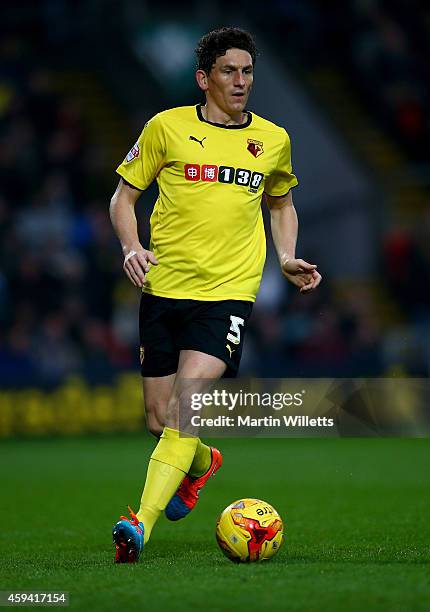 Keith Andrews of Watford during the Sky Bet Championship match between Watford and Derby County at Vicarage Road on November 22, 2014 in Watford,...