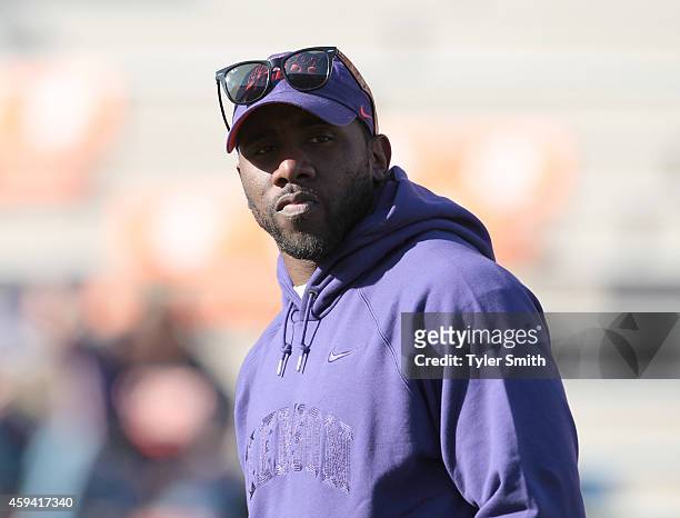 Running Back CJ Spiller of the Buffalo Bills looks on during warm ups prior to the game against the Georgia State Panthers at Memorial Stadium on...