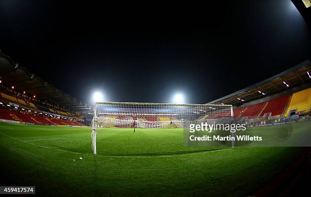 General view of Vicarage Road home of Watford after the Sky Bet Championship match between Watford and Derby County at Vicarage Road on November 22,...