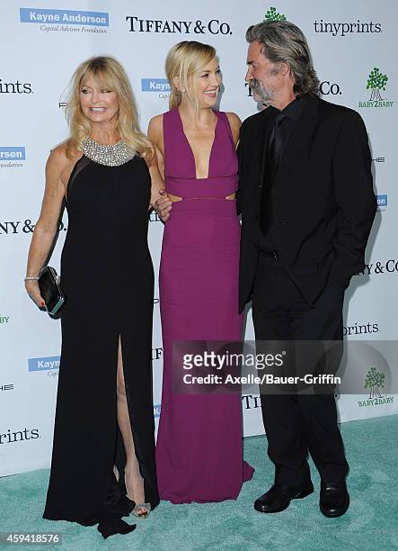 Actors Goldie Hawn, Kate Hudson and Kurt Russell arrive at the 2014 Baby2Baby Gala presented by Tiffany & Co. Honoring Kate Hudson at The Book...