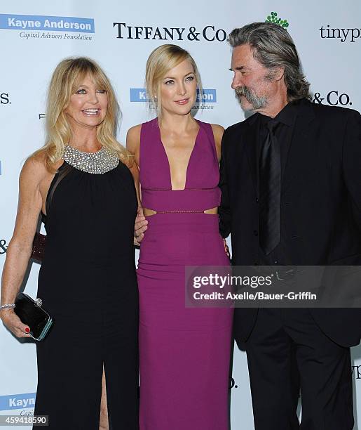 Actors Goldie Hawn, Kate Hudson and Kurt Russell arrive at the 2014 Baby2Baby Gala presented by Tiffany & Co. Honoring Kate Hudson at The Book...