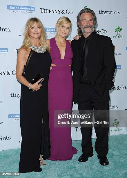 Actors Goldie Hawn, Kate Hudson and Kurt Russell arrive at the 2014 Baby2Baby Gala presented by Tiffany & Co. Honoring Kate Hudson at The Book...
