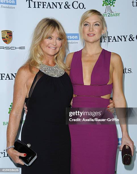 Actors Goldie Hawn and Kate Hudson arrive at the 2014 Baby2Baby Gala presented by Tiffany & Co. Honoring Kate Hudson at The Book Bindery on November...