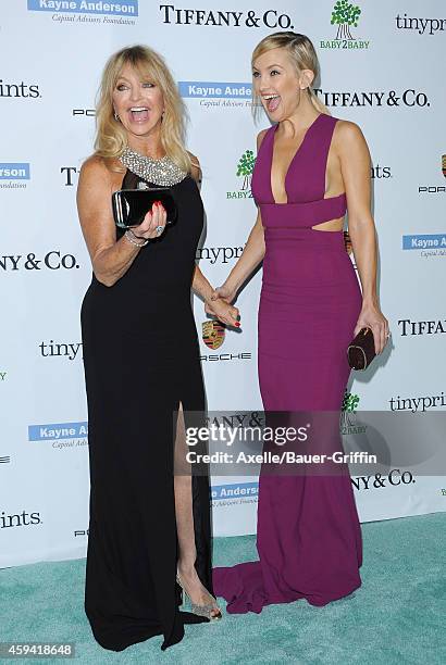 Actors Goldie Hawn and Kate Hudson arrive at the 2014 Baby2Baby Gala presented by Tiffany & Co. Honoring Kate Hudson at The Book Bindery on November...