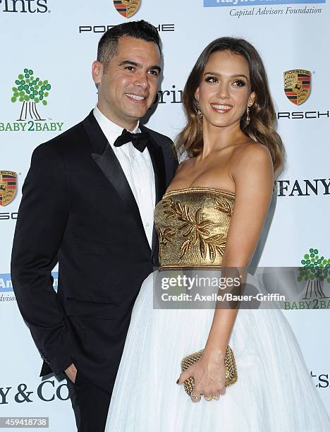 Actress Jessica Alba and Cash Warren arrive at the 2014 Baby2Baby Gala presented by Tiffany & Co. Honoring Kate Hudson at The Book Bindery on...