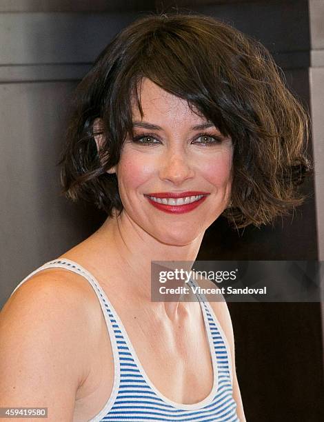 Actress Evangeline Lilly signs copies of her new book "The Squickerwonkers" at Barnes & Noble bookstore at The Grove on November 22, 2014 in Los...