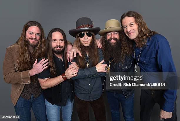 Brandon Still, Paul Jackson, Charlie Starr, Brit Turner, and Richard Turner of Blackberry Smoke pose backstage at One More For The Fans! -...