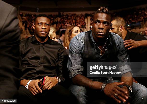 Liverpool's Mario Balotlli looks on from ringside at Liverpool Echo Arena on November 22, 2014 in Liverpool, England.