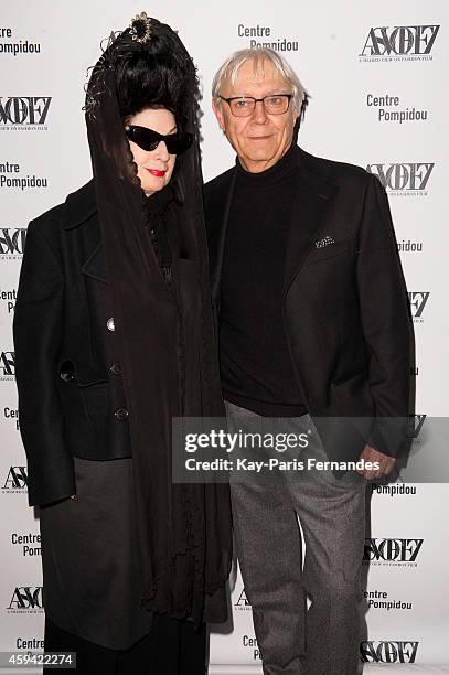 Diane Pernet and Milo Manara attend the ASVOFF 7 : Day 2 at Beaubourg on November 22, 2014 in Paris, France.