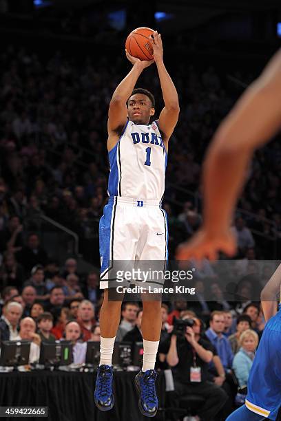 Jabari Parker of the Duke Blue Devils puts up a shot against the UCLA Bruins during the CARQUEST Auto Parts Classic at Madison Square Garden on...