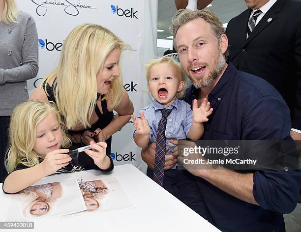 Maxwell Drew Johnson, wearing Jessica Simpson Girls, Jessica Simpson, wearing Jessica Simpson Collection, Ace Knute Johnson and Eric Johnson attend...