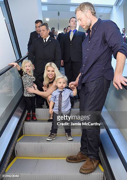 Maxwell Drew Johnson, wearing Jessica Simpson Girls, Jessica Simpson, wearing Jessica Simpson Collection, Ace Knute Johnson and Eric Johnson attend...