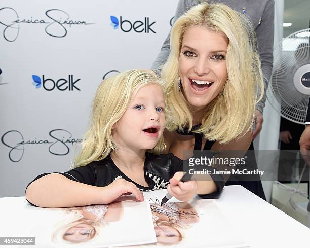 Jessica Simpson, wearing Jessica Simpson Collection, with Maxwell Drew Johnson, wearing Jessica Simpson Girls attend Jessica Simpson and Ashlee...