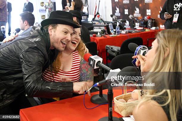 Singers Gavin DeGraw and Mary Lambert attend Red Carpet Radio presented by Westwood One at Nokia Theatre L.A. Live on November 22, 2014 in Los...