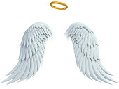 angel design elements - wings and golden halo