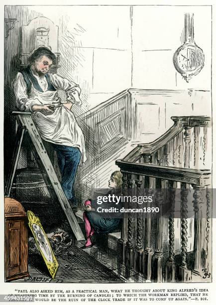 charles dickens-dombey und sohn - uhrmacher stock-grafiken, -clipart, -cartoons und -symbole