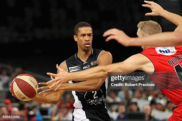 Stephen Dennis of Melbourne drives to the basket during the round seven NBL match between Melbourne United and the Perth Wildcats at Hisense Arena on...