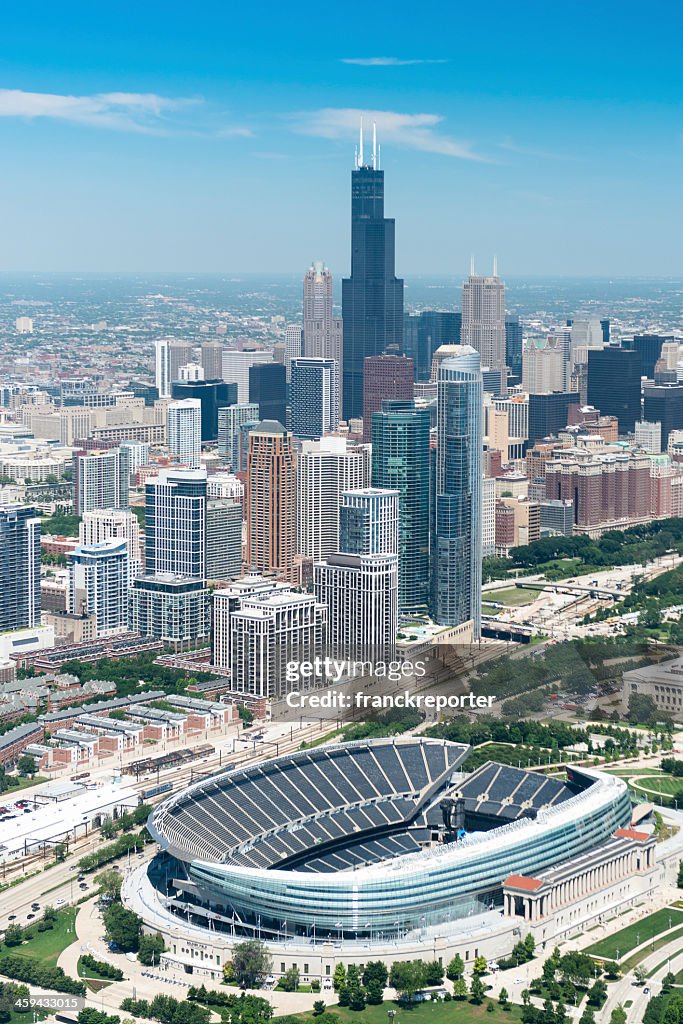 Chicago skyline with Soldier Field stadium