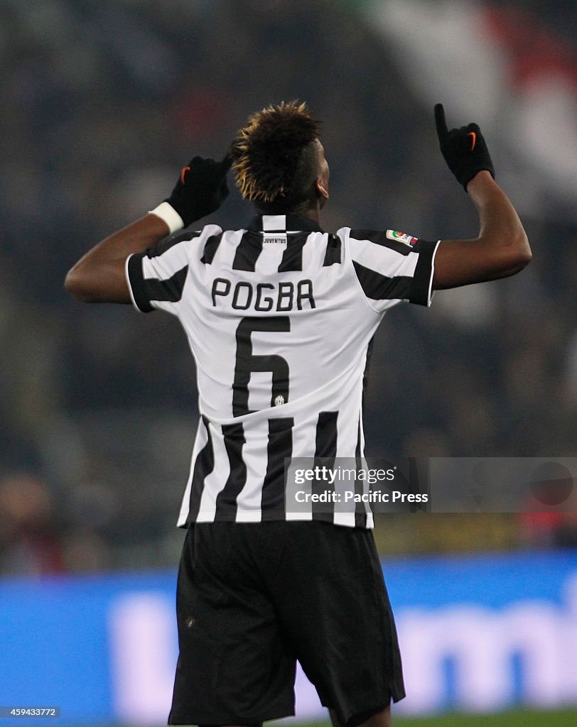 Paul Pogba  celebrates after scoring   in action during the...