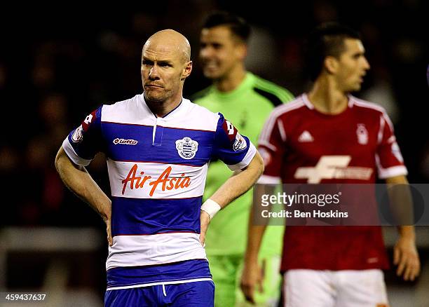 Andy Johnson of QPR looks dejected after his team lose the Sky Bet Championship match between Nottingham Forest and Queens Park Rangers at City...