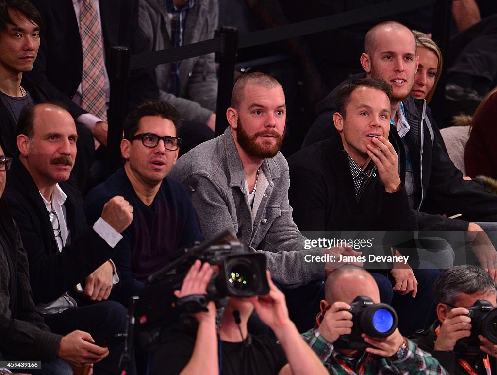 Celebrities Attend The Philadelphia 76ers Vs New York Knicks Game - November 22, 2014