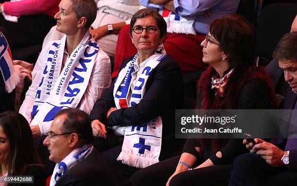 Valerie Fourneyron attends the doubles on day two of the Davis Cup tennis final between France and Switzerland at the Grand Stade Pierre Mauroy on...