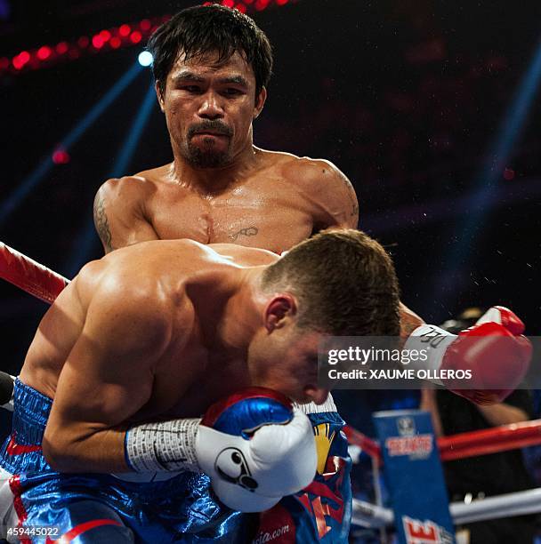 67 Welterweight Title Fight Manny Pacquiao Vs Chris Algieri Stock
