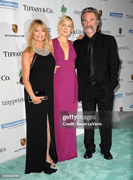 Goldie Hawn, Kate Hudson and Kurt Russell attend the 2014 Baby2Baby gala at The Book Bindery on November 8, 2014 in Culver City, California.