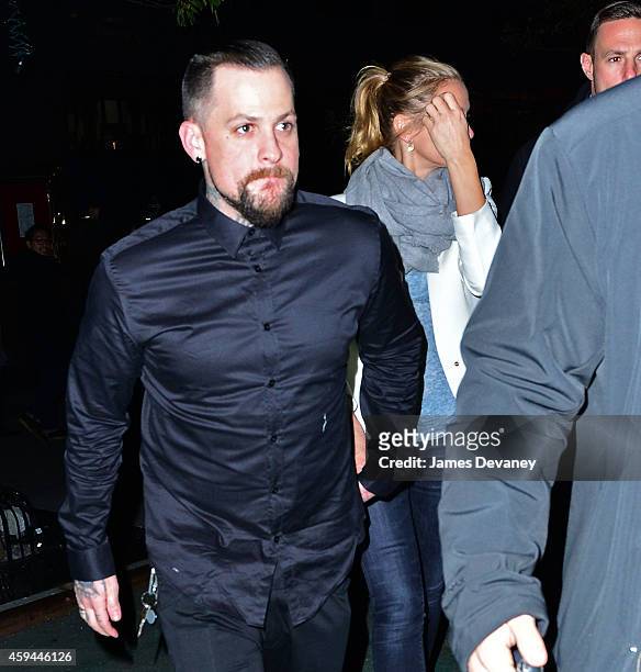 Cameron Diaz and Benji Madden leave SNL's afterparty at Ruby Foo's on November 22, 2014 in New York City.
