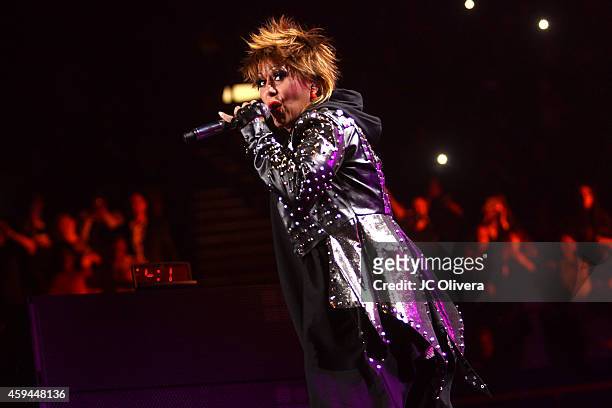 Singer Alejandra Guzman performs on stage during iHeartRadio Fiesta Latina Music Festival at The Forum on November 22, 2014 in Inglewood, California.