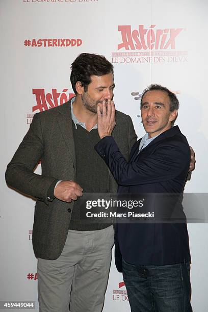 Actors Laurent Lafitte and Elie Semoun attend the 'Asterix: Le Domaine des Dieux' Premiere at Le Grand Rex on November 23, 2014 in Paris, France.