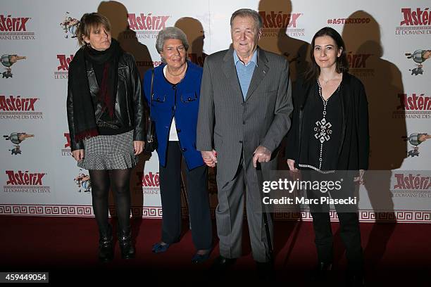 Sylvie Uderzo, Ada Milani, Albert Uderzo and Anne Gosciny attend the 'Asterix: Le Domaine des Dieux' Premiere at Le Grand Rex on November 23, 2014 in...
