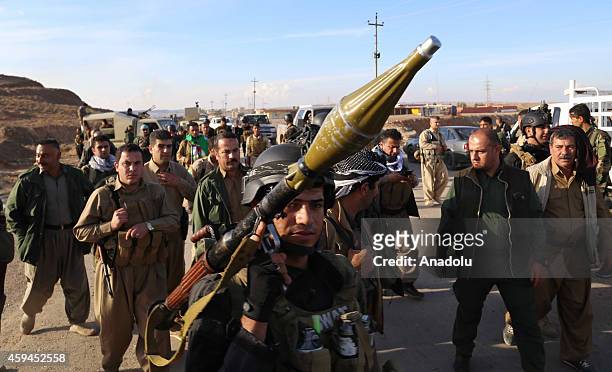 Peshmerga forces are seen near Jalawla town of Diyala Governorate during an operation carried out to take the town's control from the Islamic State...