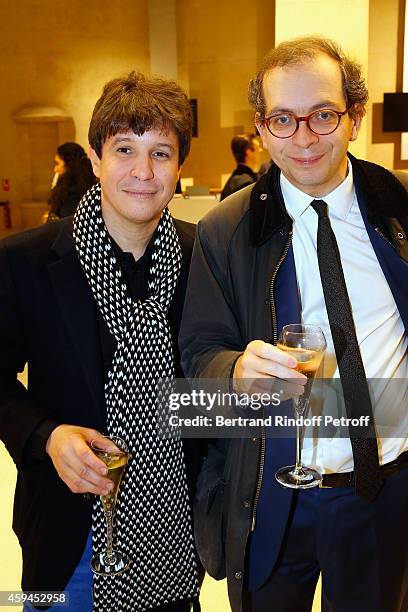 Contemporary artist Adel Abdessemed and Picasso Museum President Laurent Le Bon attend a closing party and a private view in honor of the 'Solo'...