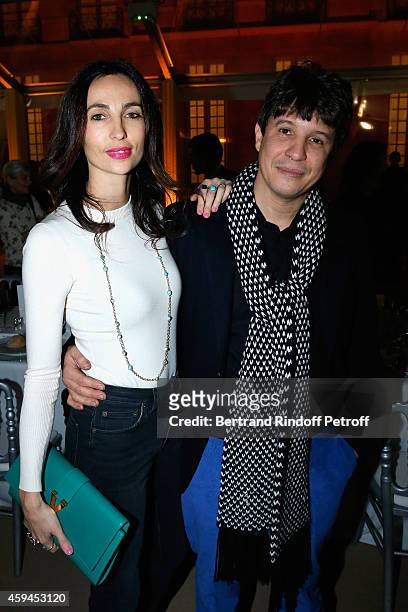 Contemporary artist Adel Abdessemed and his wife Julie Abdessemed attend a closing party and a private view in honor of the 'Solo' exhibition by Adel...