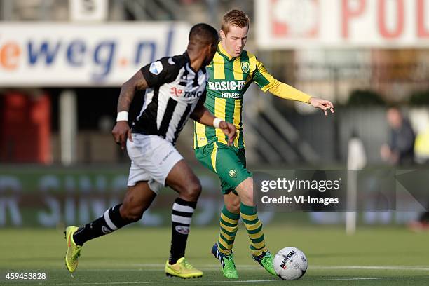 Milano Koenders of Heracles Almelo, Mike van Duinen of ADO Den Haag during the Dutch Eredivisie match between Heracles Almelo and ADO Den Haag at...