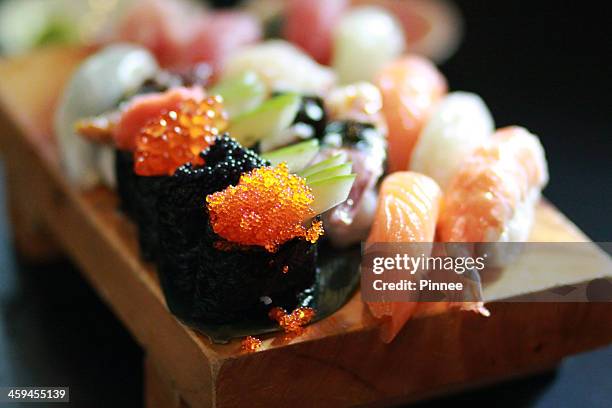 fresh gunkan sushi set , saigon, vietnam - japanese food stock pictures, royalty-free photos & images