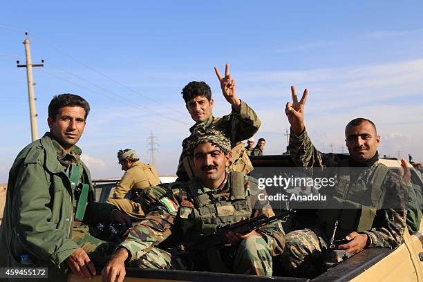 Peshmerga forces are seen near Jalawla town of Diyala Governorate during an operation carried out to take the town's control from the Islamic State...