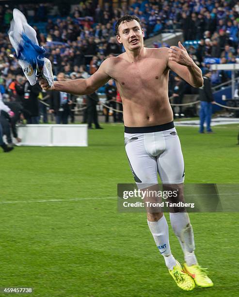 Vegard Forren of Molde celebrates victory after winning the Norwegian Cup Final at Ullevaal Stadion on November 23, 2014 in Oslo, Norway.